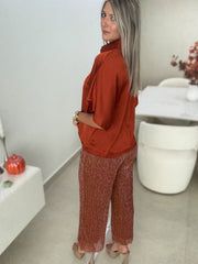RUST LUREX METALLIC PALAZZOS