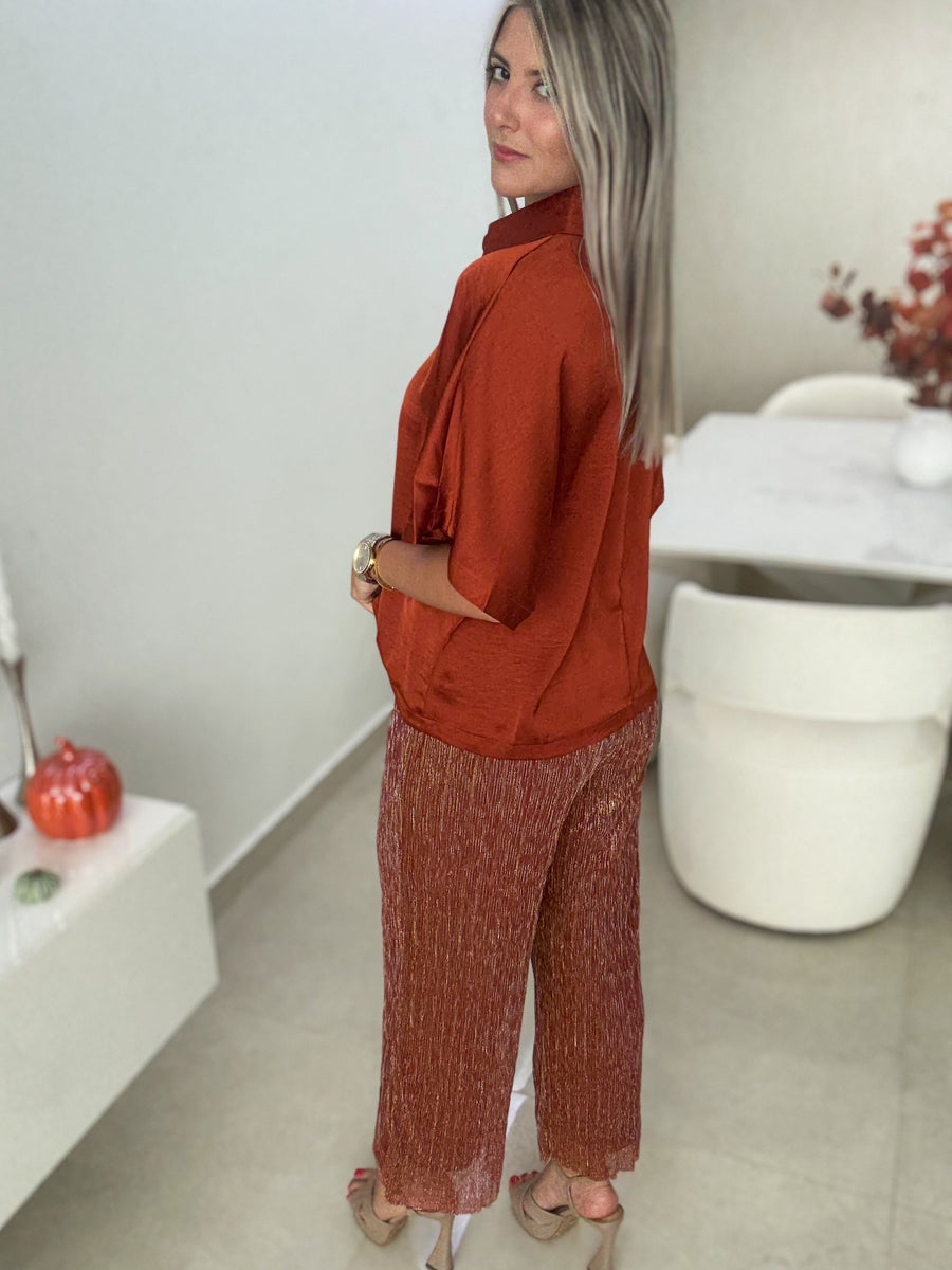 RUST LUREX METALLIC PALAZZOS