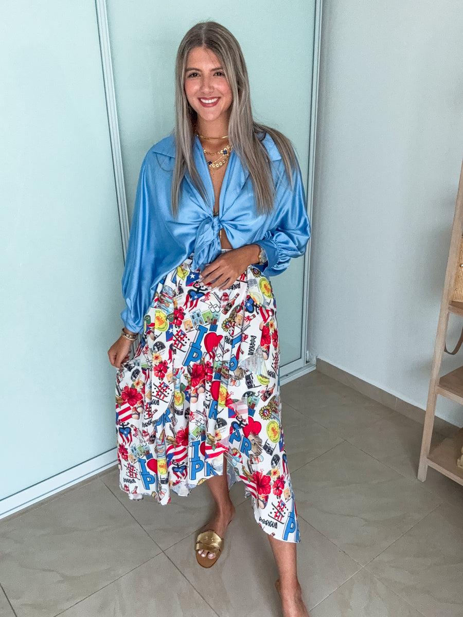 PUERTO RICO PRINT WRAP AROUND SKIRT