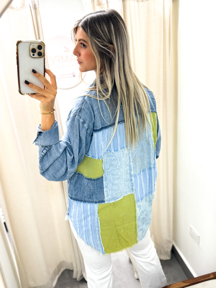 TENCEL DENIM PATCHWORK BLOUSON