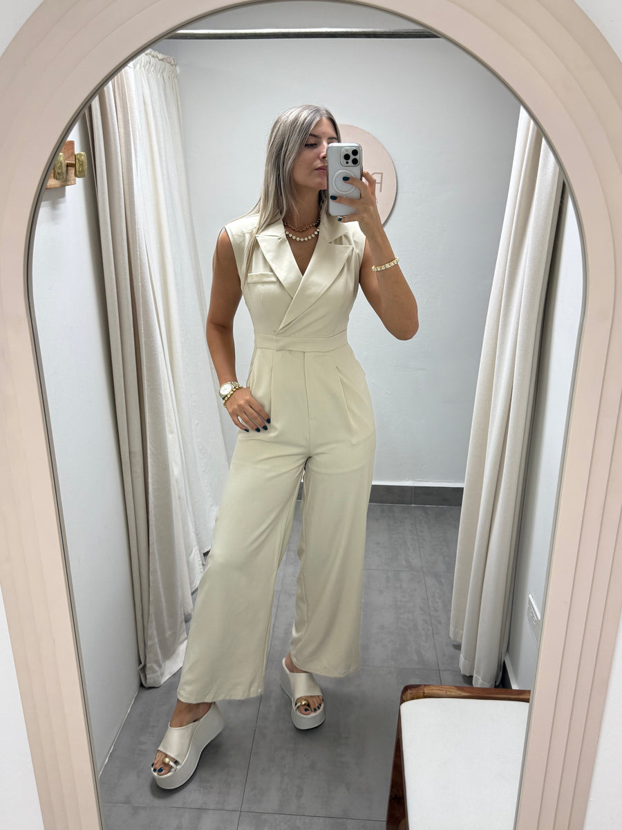 BEIGE TAILORED JUMPSUIT