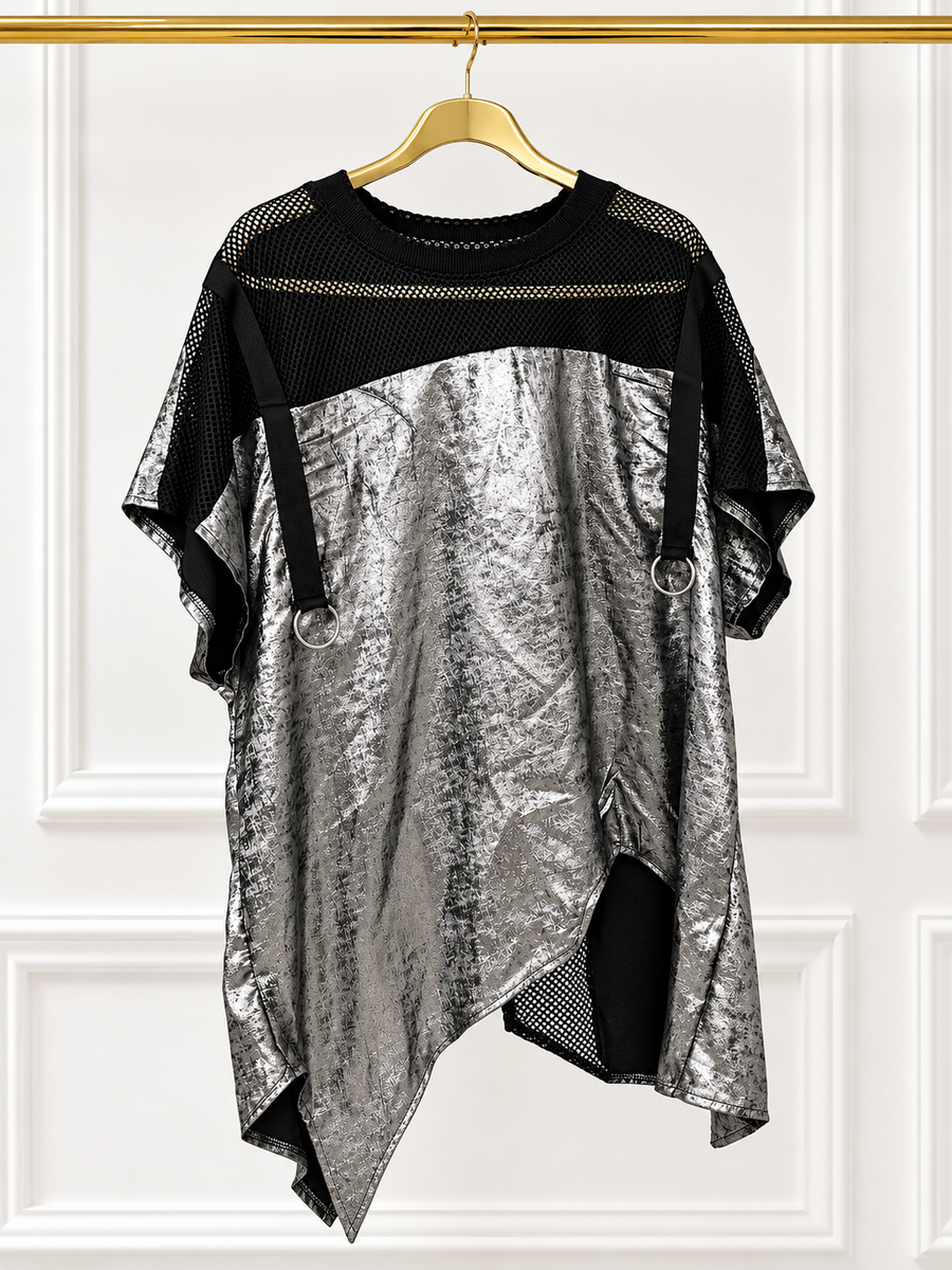SILVER BLACK MESH TUNIC