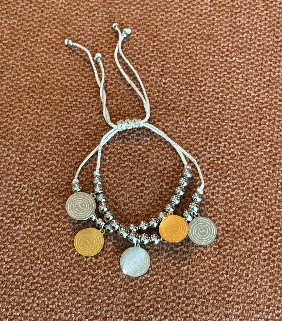 TWO TONE PADRE NUESTRO ADJUSTABLE BRACELET