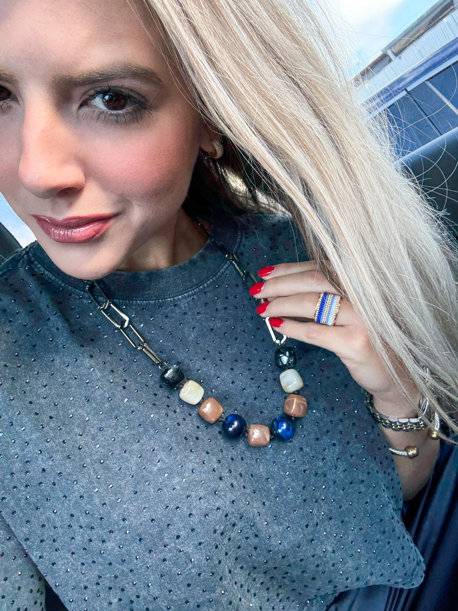BROWN/NAVY/BLACK NECKLACE