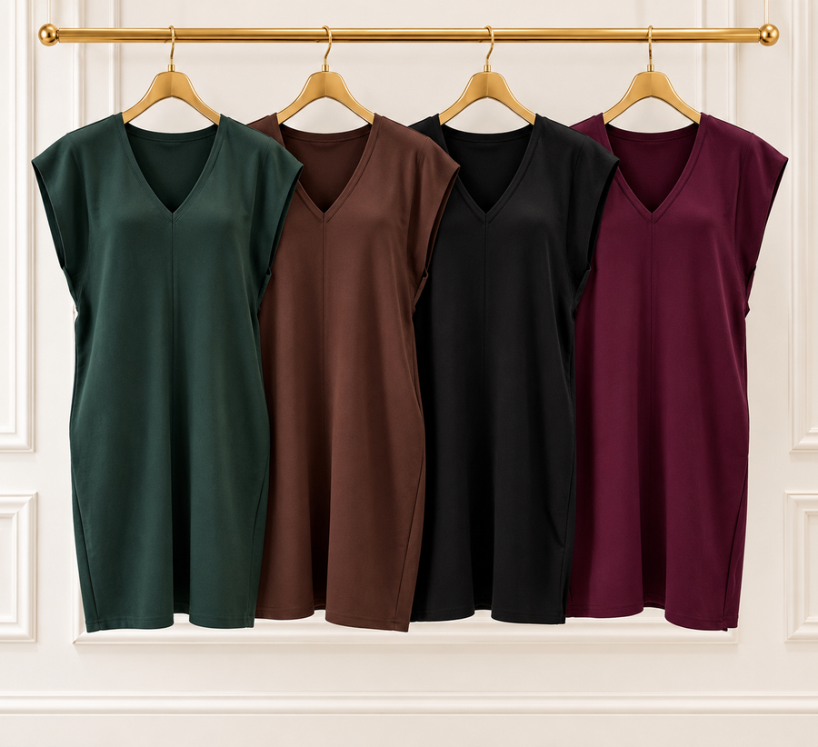 V-NECK SHORT MODAL DRESSES