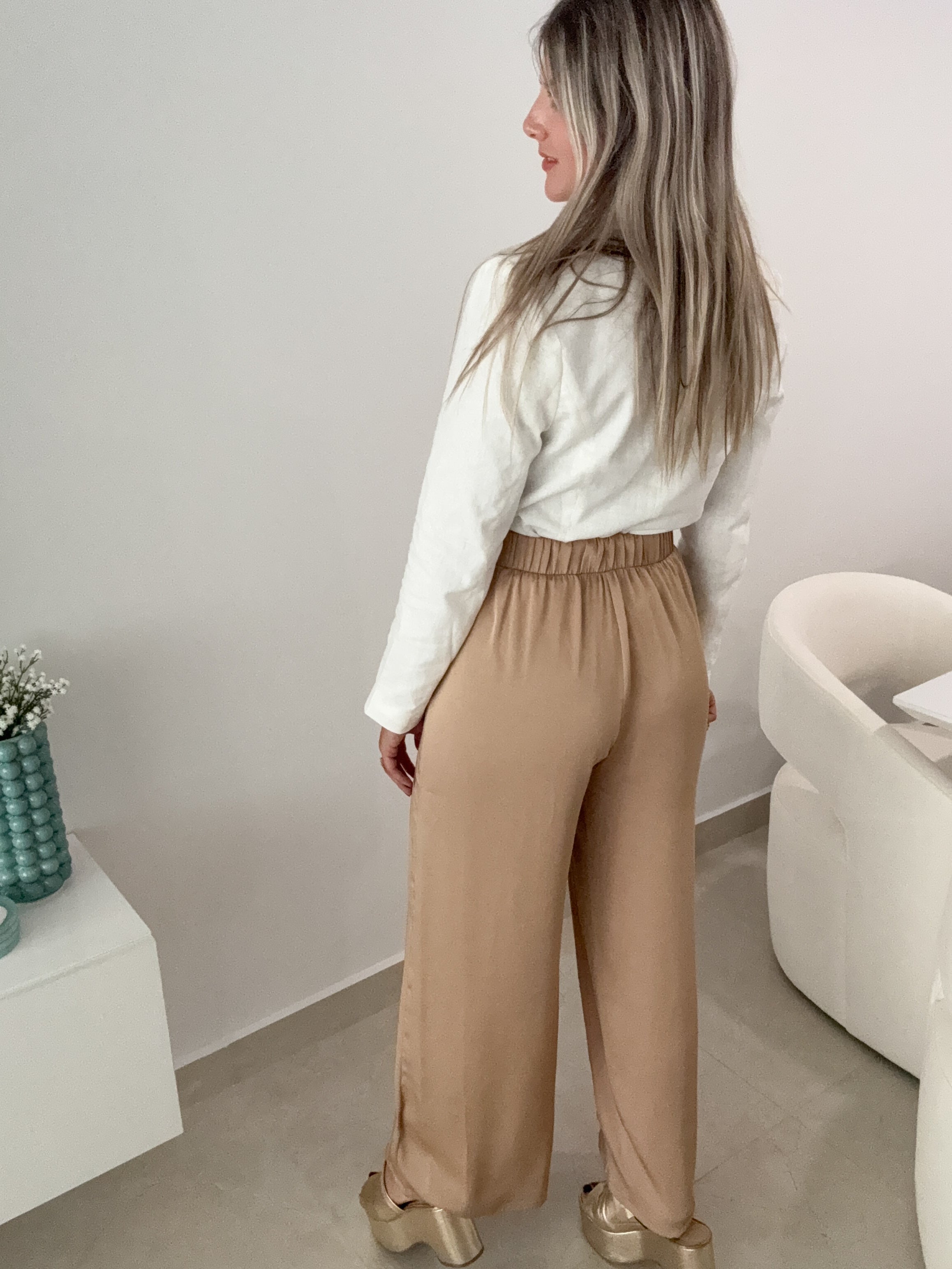 TAN SILKY PANTS