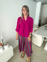 MAGENTA 3/4 SLEEVES BLOUSE