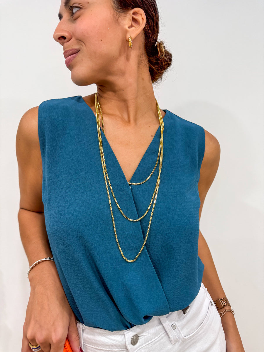 TEAL V-NECK BODYSUIT
