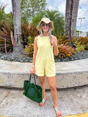 YELLOW FRONT POCKET ROMPER