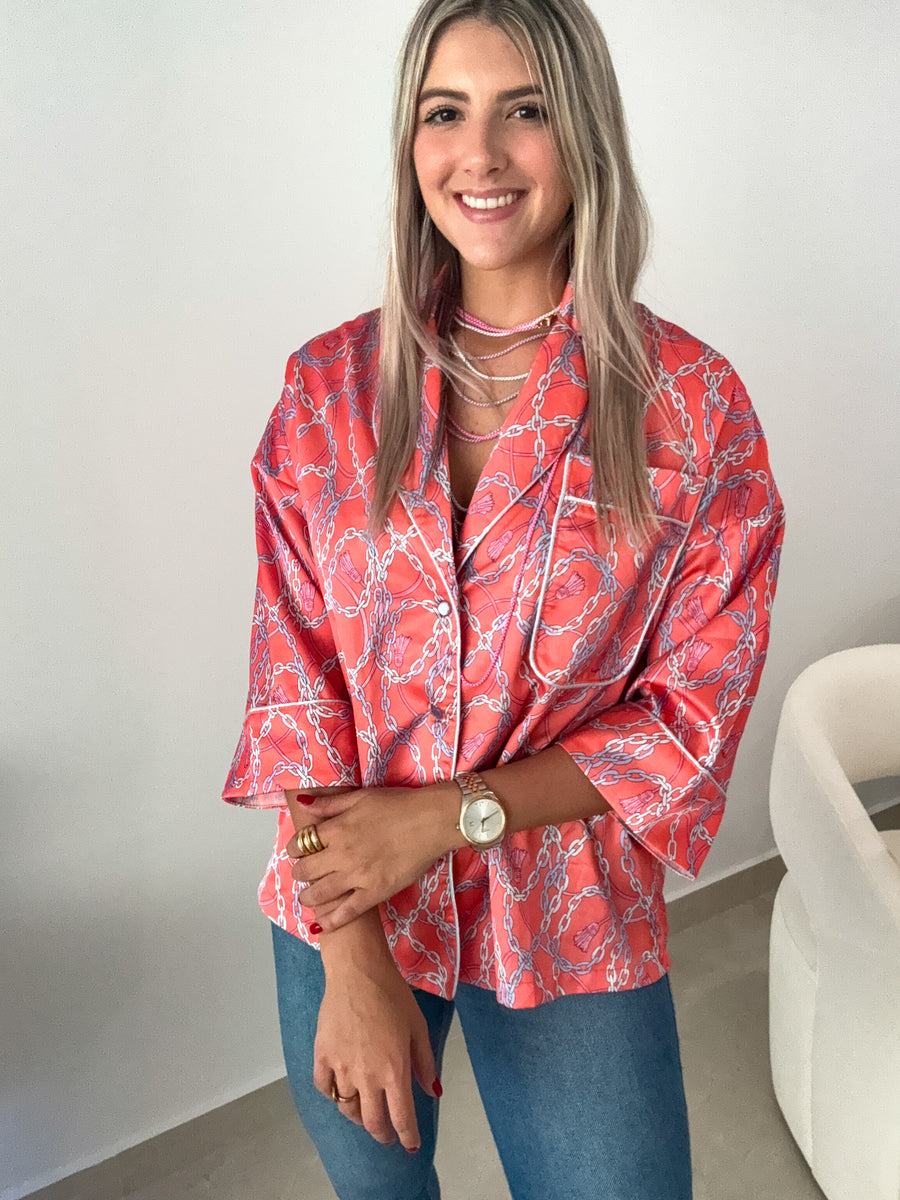 SATIN CORAL CHAINS PRINT SET