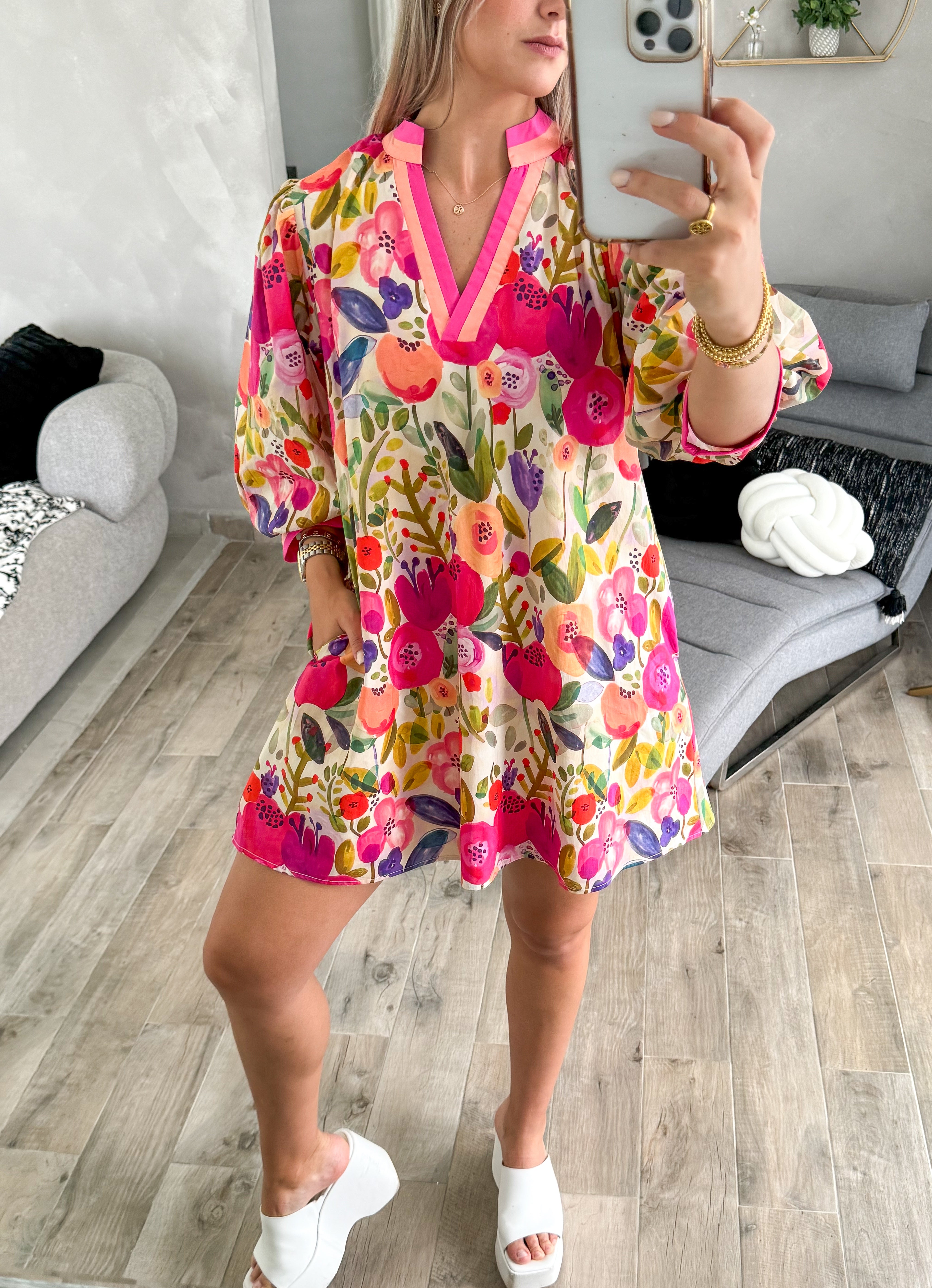 FLORAL SHORT DRESS