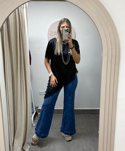 ONE SIZE SATIN LACE SHORT SLEEVE TOPS