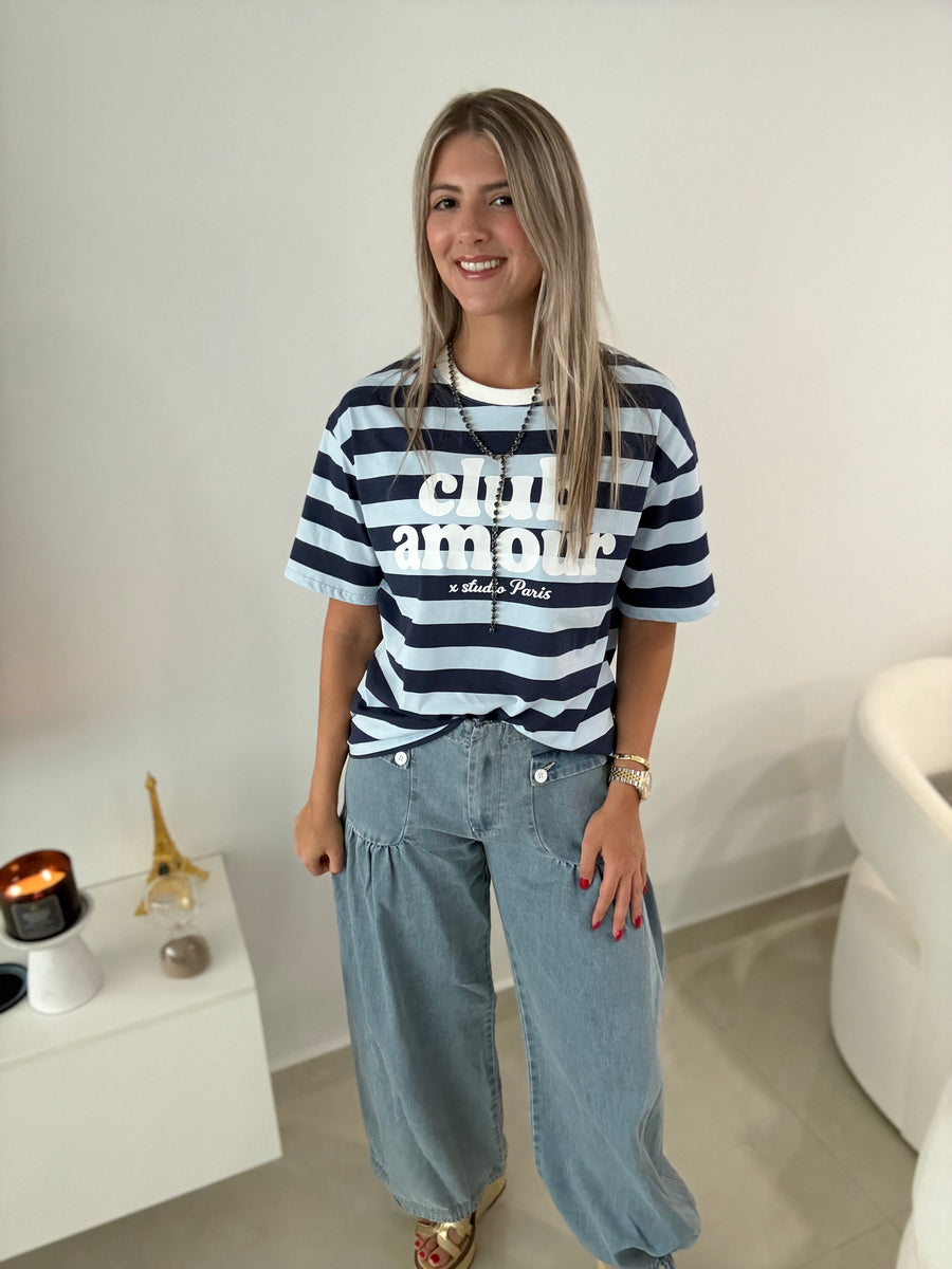 BLUE STRIPED CLUB AMOUR TSHIRT