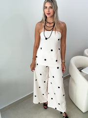 POLKA DOT STRAPLESS TOP & PANT SET