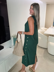 HUNTER GREEN STUDDED DRESS