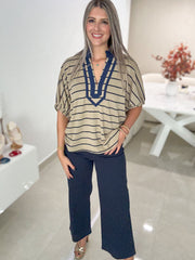 NAVY FRONT POCKET PANTS