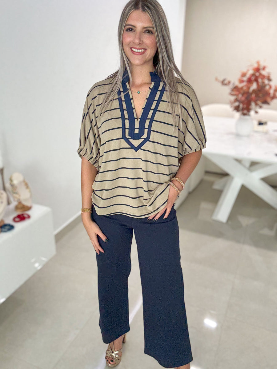 NAVY FRONT POCKET PANTS