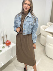 MOCHA OVERSIZED STRETCHY DRESS