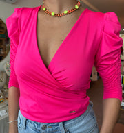 STRECHY V-NECK CROP