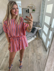 ORANGE/BLUE TOP & SHORTS SET