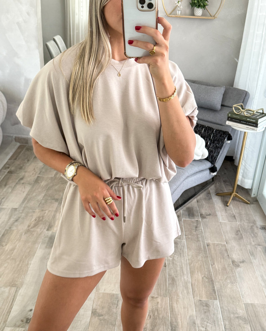 TAUPE TOP & SHORT SET