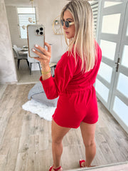 RED CARGO TOP & SKORT SET
