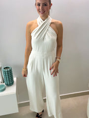 GRAY HALTER JUMPSUIT