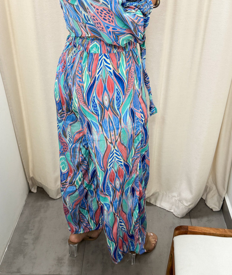 MINT/BLUE PRINTED PALAZZO PANTS
