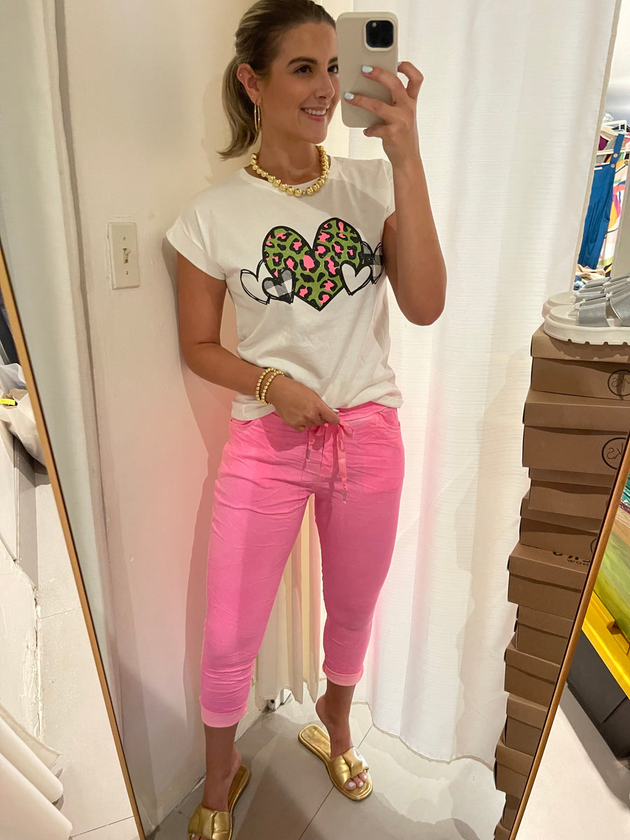 NEON PINK CRINKLE JOGGERS