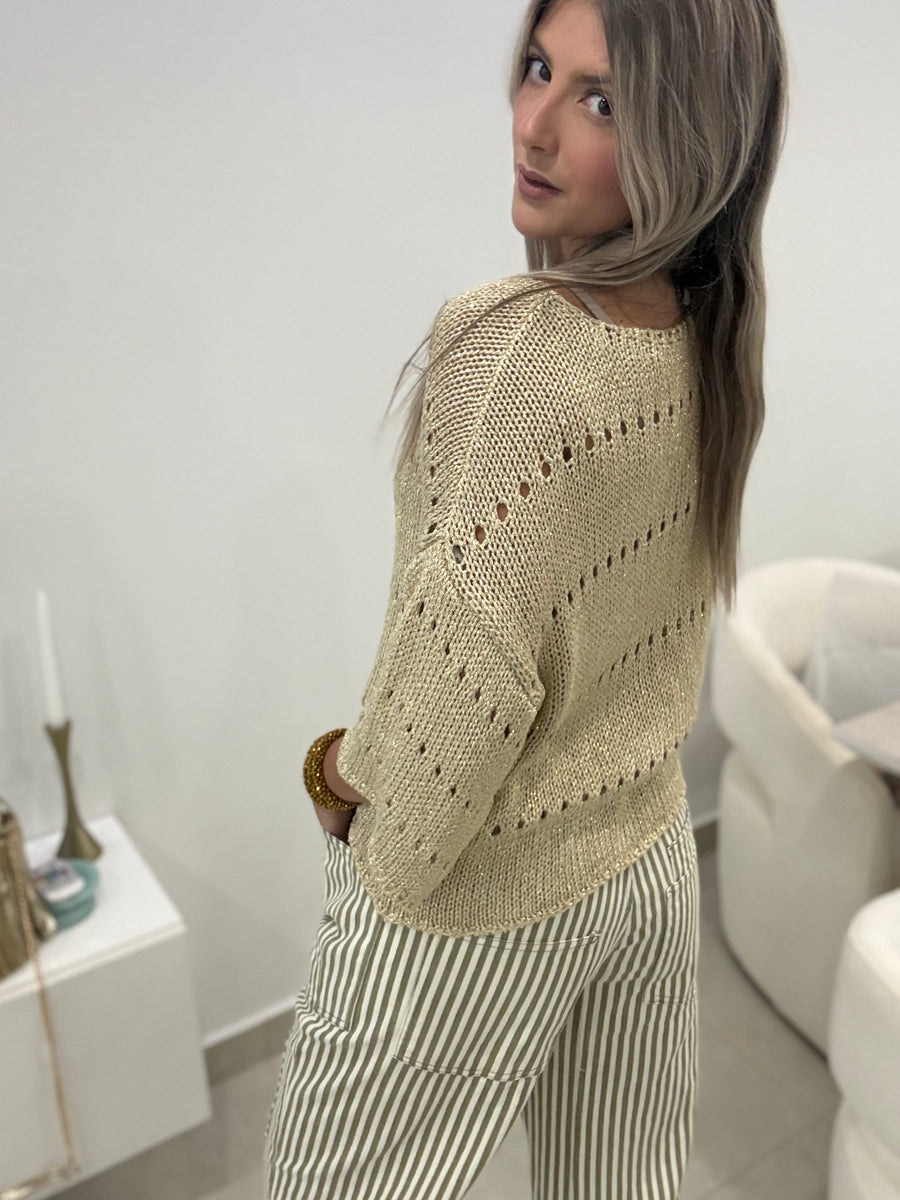 GOLD LUREX KNITTED BLOUSE