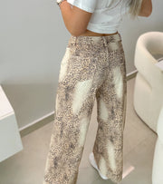 BEIGE LEOPARD LOOSE FIT JEANS