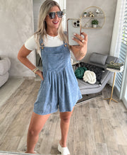 DENIM MINERAL WASH SHORT OVERALL