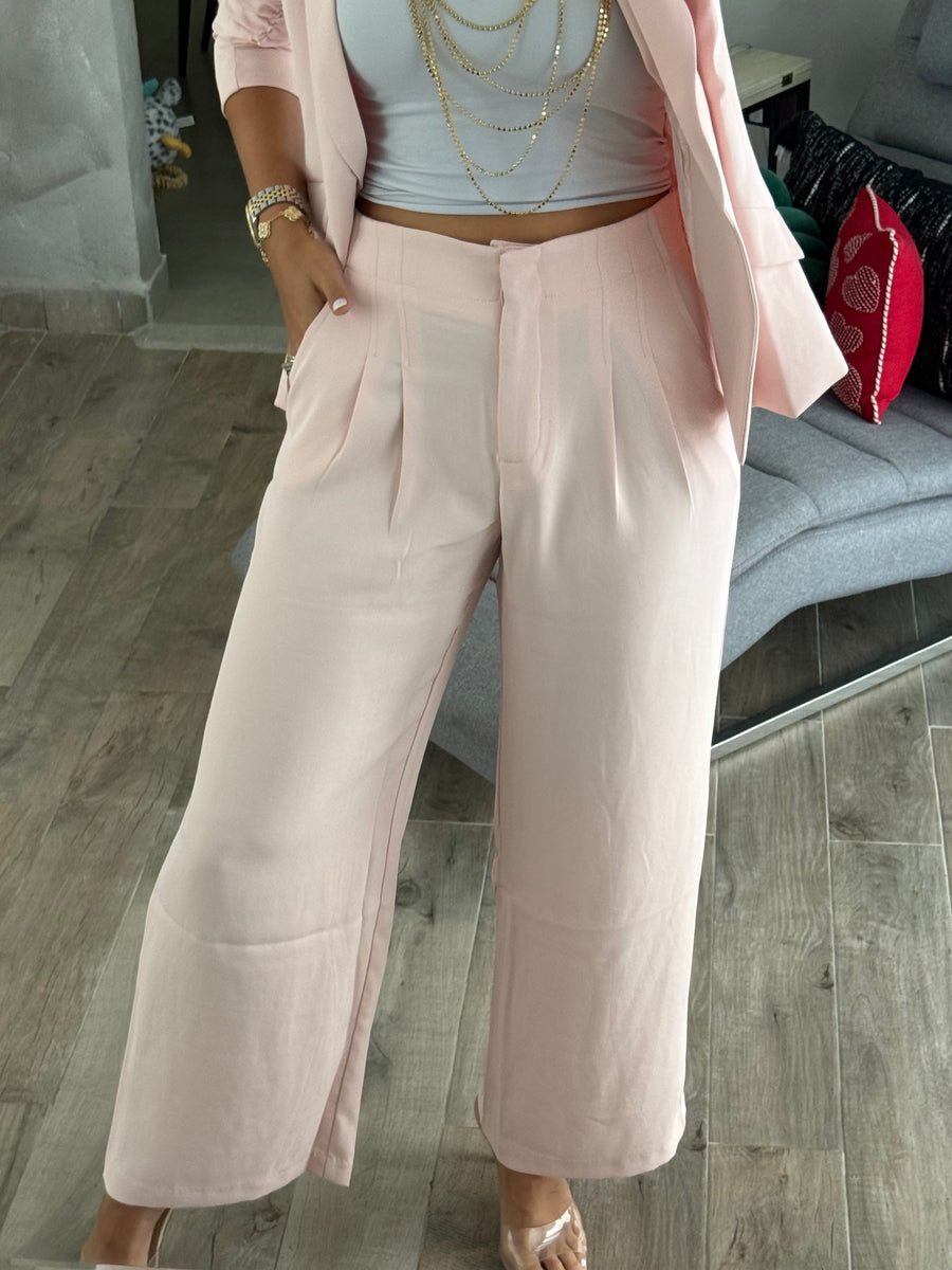 PALE PINK TAILORED PANTS