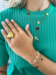 GOLD BLACK HEART PAPERCLIP BRACELET