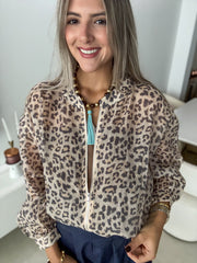 LEOPARD ZIPPER ADJUSTABLE JACKET