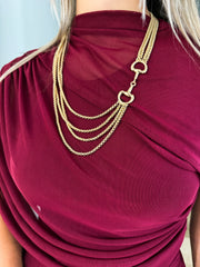 GOLD HORSE-LINK LAYERED NECKLACE