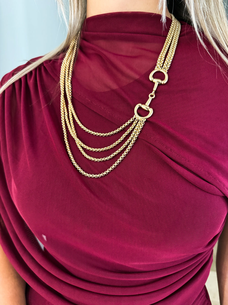 GOLD HORSE-LINK LAYERED NECKLACE