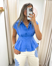 BLUE TAILORED BLOUSE