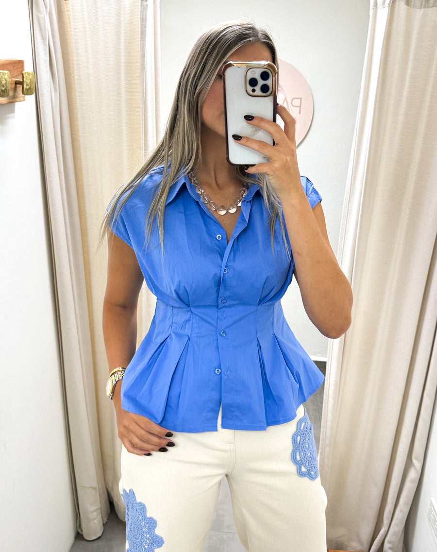 BLUE TAILORED BLOUSE