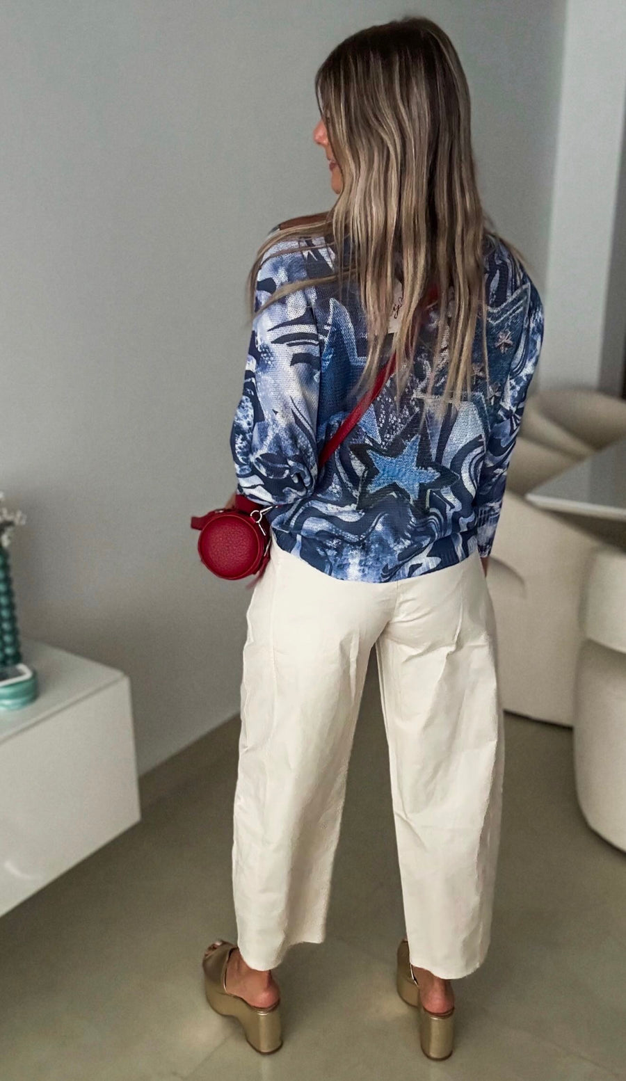 NAVY BLUE STARS KNITTED TOP