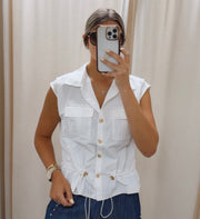 WHITE CAMEL STITCH TOP/JACKET