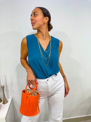 TEAL V-NECK BODYSUIT