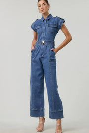 DENIM UTILITY JUMPSUIT