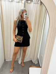BLACK KNIT VEST TOP & SKIRT SET