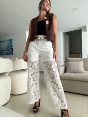 WHITE LACE PANTS