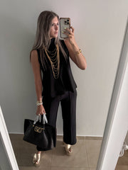 BLACK MODAL TOP & PANT SET