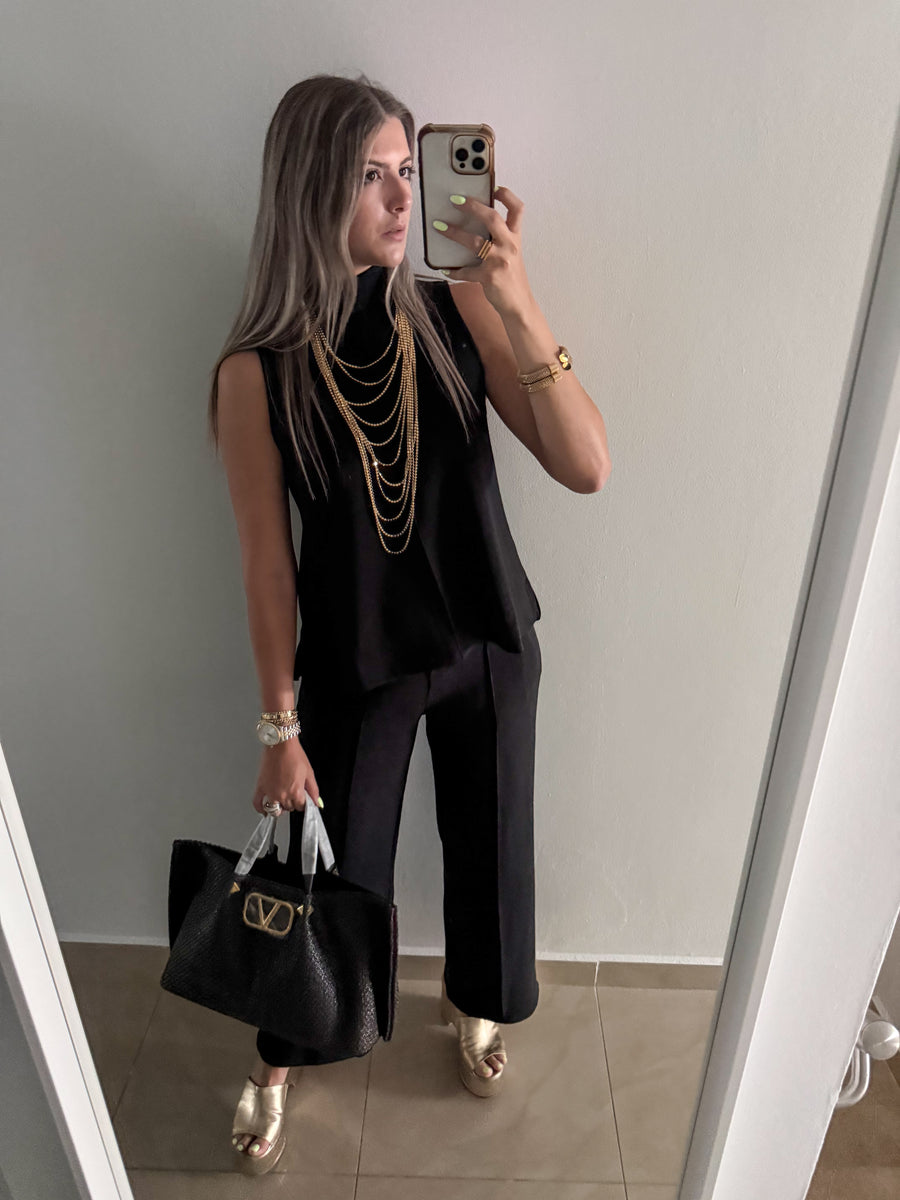 BLACK MODAL TOP & PANT SET