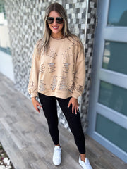 STUDDED RIPPED SWEATER