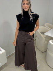 BLACK MOCK NECK KNITTED BLOUSE