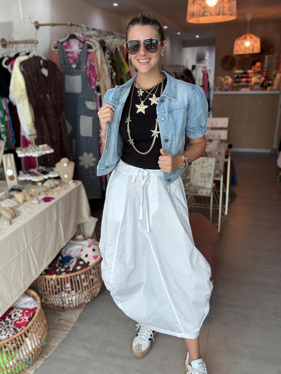 WHITE CARGO SKIRT